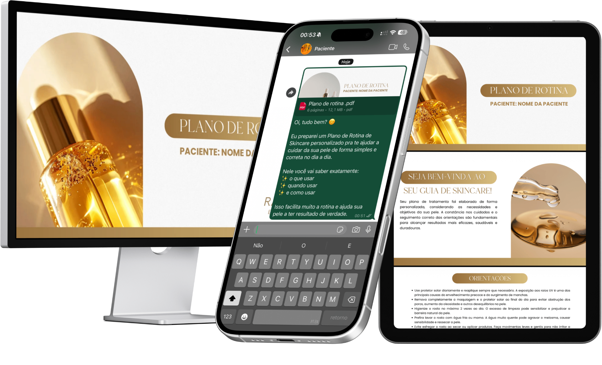 Plano de Rotina de Skincare Editável — mockup do material premium